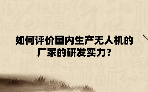 如何评价国内生产无人机的厂家的研发实力？